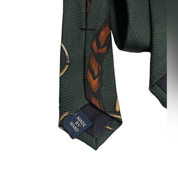 Polo Ralph Lauren Equestrian Horses Tonal Green Red Blue Ivory Silk Necktie USA - Picture 5 of 7